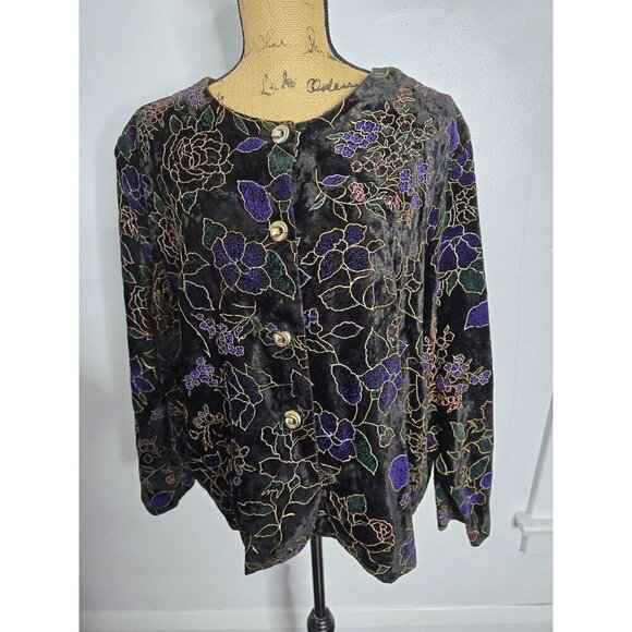 Vintage Velvet Victorian Vampy Floral Jacket - Picture 10 of 11